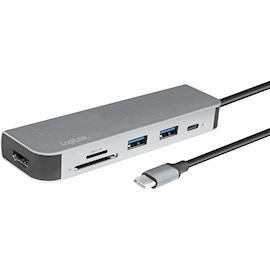 ადაპტერი Logilink UA0343 USB-C Multifunc. Hub, USB 3.2 Gen1x1, HDMI, PD, Cardreader